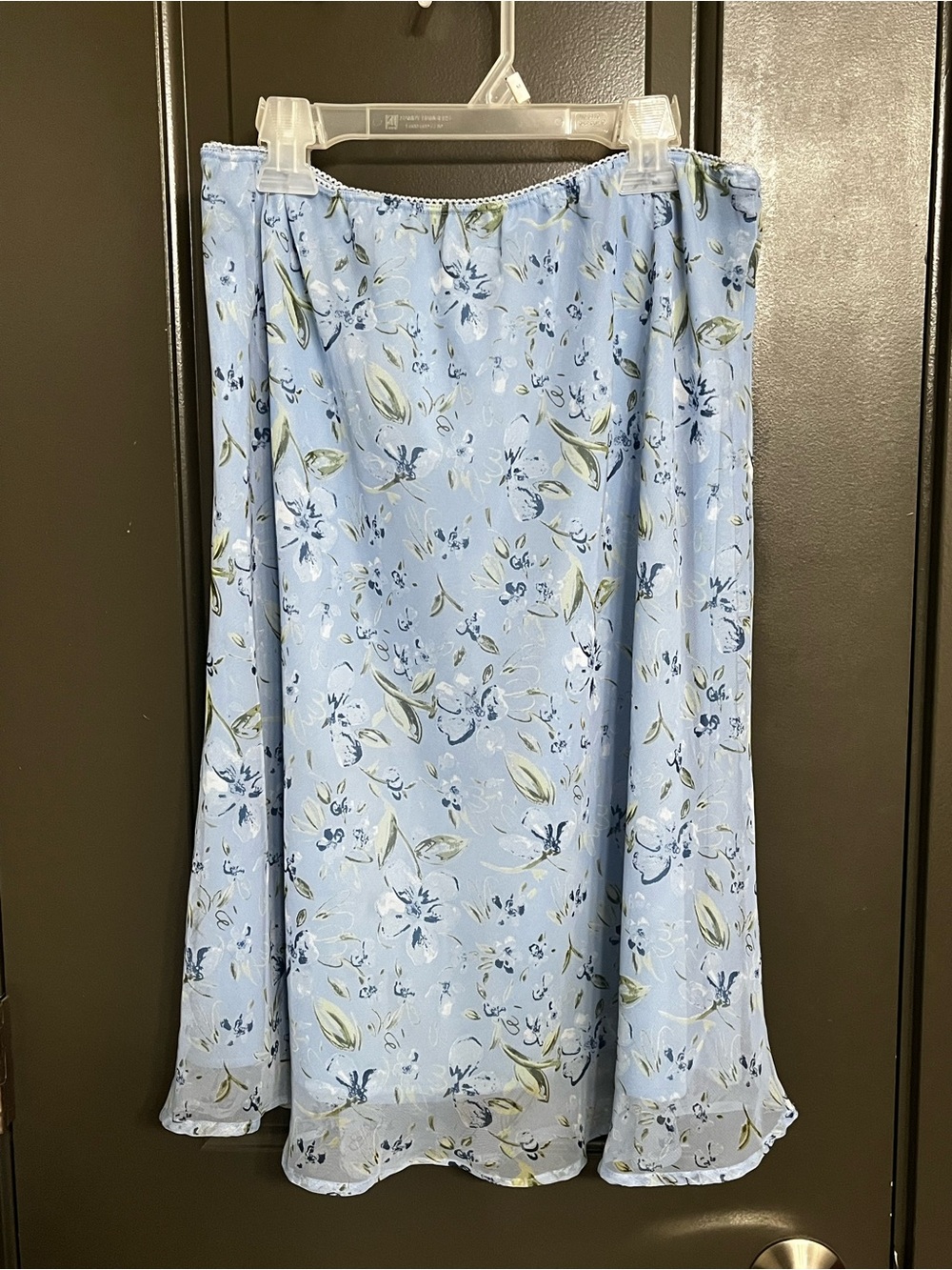 Women’s Y2K-Inspired Light Blue Floral Midi Skirt